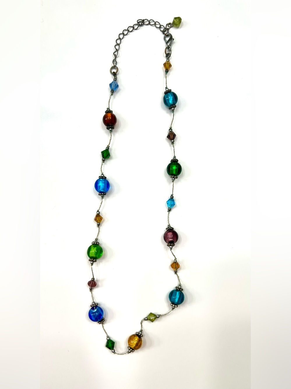 Colorful Multicolor Glass Bead Necklace for Women